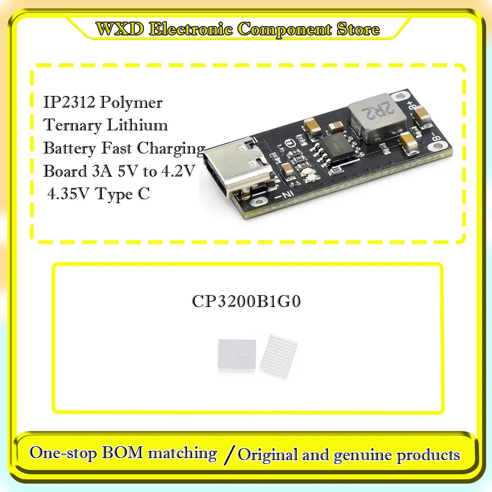 

CP3200B1G0 IP2312 Polymer Ternary Lithium Battery Fast Charging Board 3A 5V to 4.2V 4.35V Type C