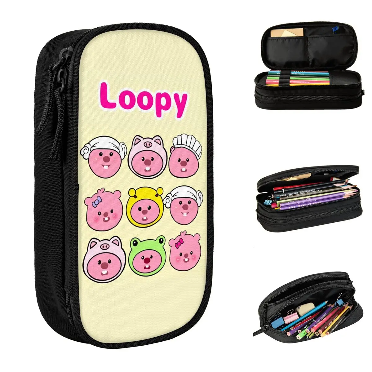 Zanmang Loopy Cartoon Cosplay Pencil Cases Cute Kawaii Pen Box Bag for Student Large Storage Students School Zipper Pencilcases