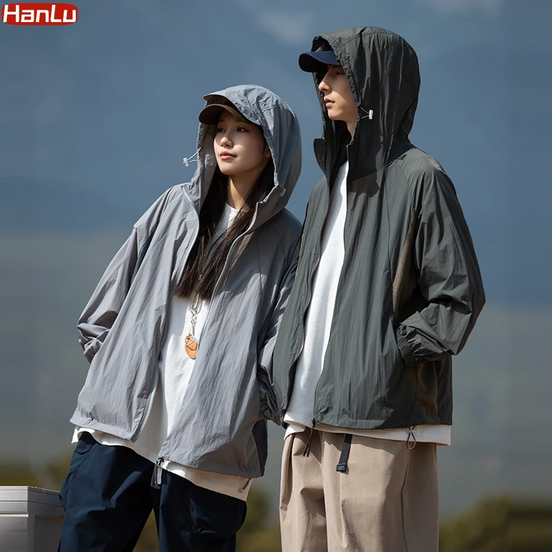 Unisex Lightweight Jackets Oversized Coat Trend Outdoor Climb Running Casual UV Resistant Breathable Hooded Sunscreen Clothing