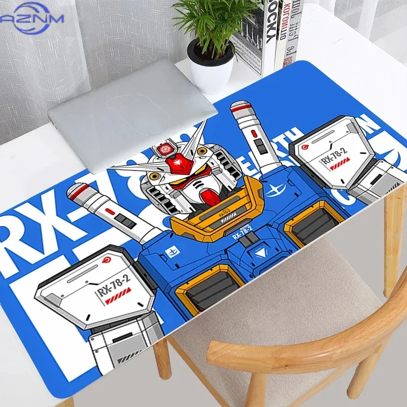 Anime Robot Mecha Bold Blue Graphic Art Mouse Pad, Rubber Non-Slip Gaming Desk Mat, Smooth Surface Keyboard Pad for PC Gaming an
