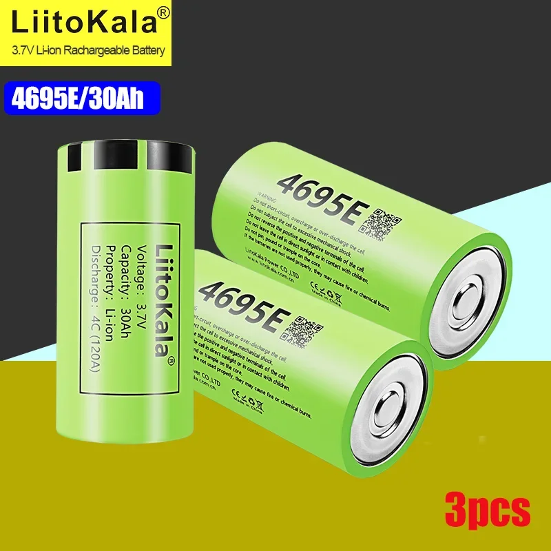 3 uds LiitoKala 4695E 3,7 V 30Ah batería de litio linterna de luz fuerte/banco de energía portátil/batería de energía