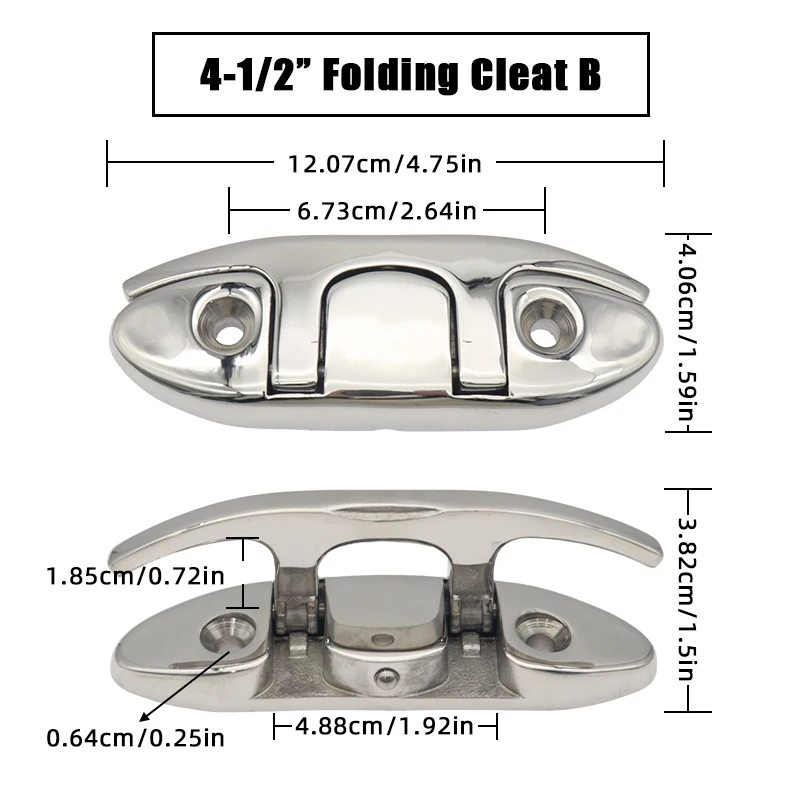4.5/5/6/8 inch Marine Mooring Opvouwbare Cleat 316 Roestvrij Staal Hoge Spiegel Gepolijst Glanzende Boot dek Opvouwbare Cleats Onderdelen