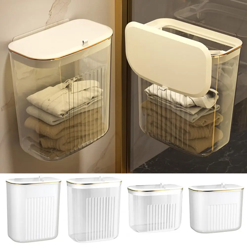 Dirty Clothes Basket Wall-mounted Waterproof Transparent Laundry Organizer Bathroom Shower Laundry Storage Basket Home Supply