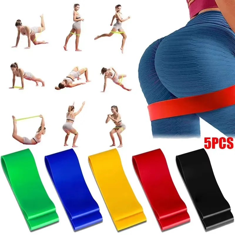 1/2/3/4/5pcs Yoga Tension Belt Elastic Resistance Band For Squat/Butt Lift Latex Tension Ring Fitness Stretching Exercise Tools