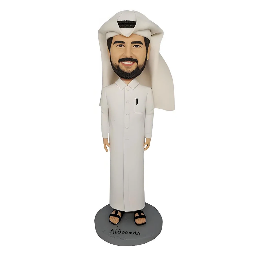 Bobbleheads Arab Men in Traditional Robes,Handcrafted Bobblehead Personalized for Clients,Family,Friends,Birthdays Collectibles