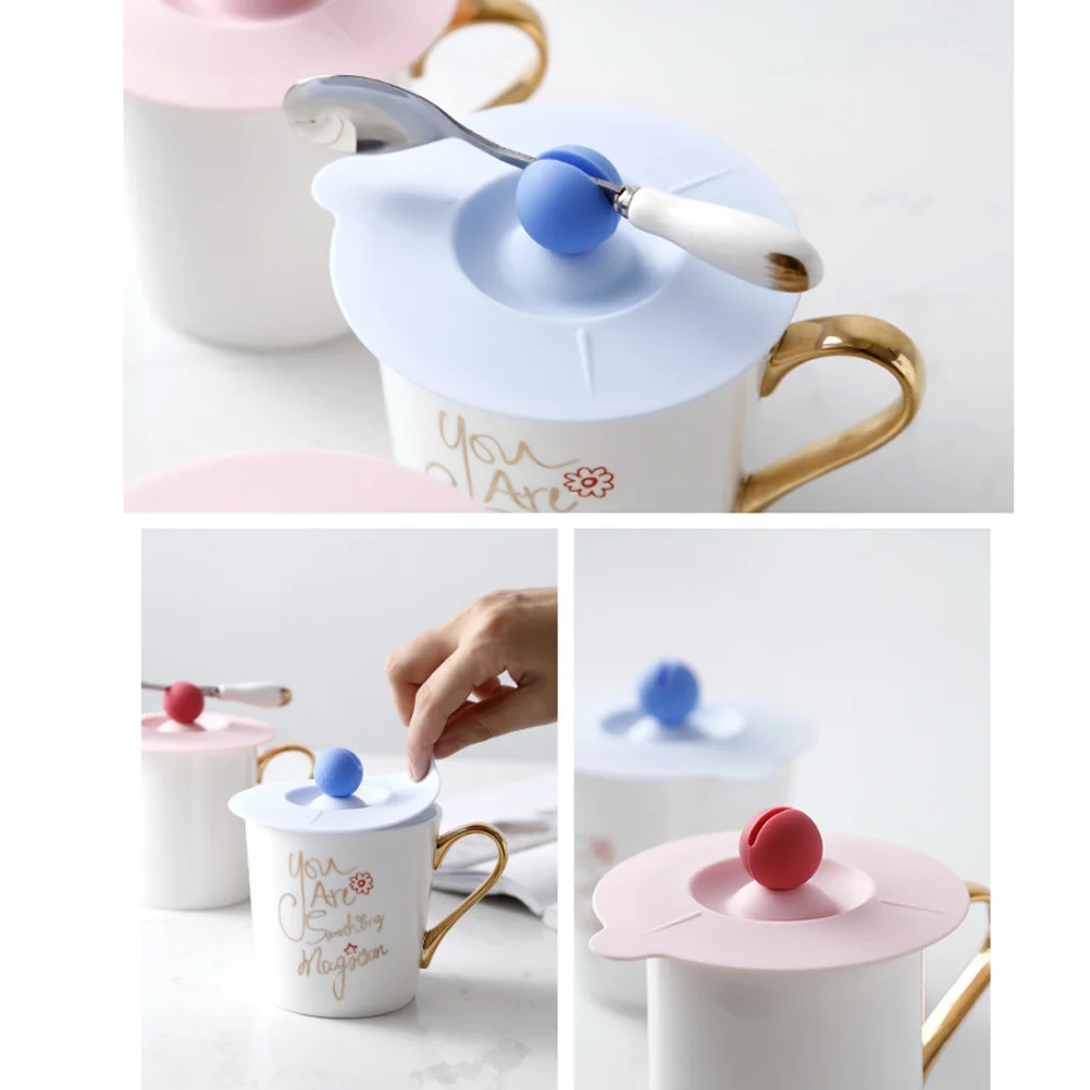 

2Pcs Universal Fit Silicone Cup Lids Leakproof Seal for Tea Coffee Mugs Bpa Free Dust Resistant with Built in Spoon Rest