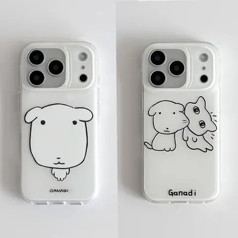 For Redmi 15 15C 14C 13C 12C Note 14 Pro Plus 13 12 12S 11 11S 10 9 Kawaii Korea Adorkable Dog White Acrylic Phone Case Cover