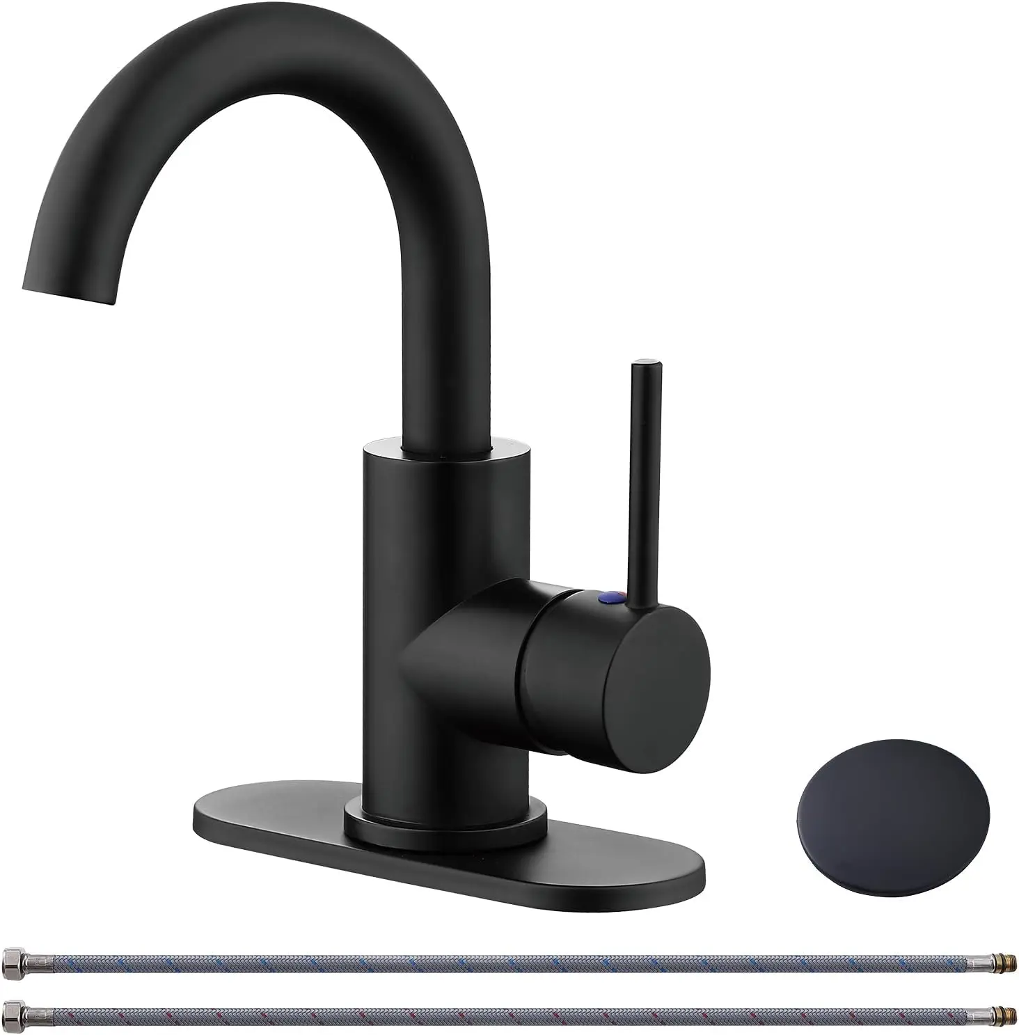 

Single-Handle Bathroom Sink Faucet, Swivel Spout, with Pop-up Drain with Overflow and Supply Hose,Bar Sink Faucet,Small Kitc