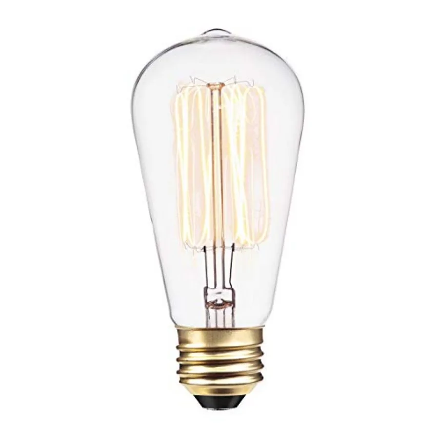 

01321 60W Vintage Edison S60 Squirrel Cage Light Bulb, Warm Incandescent, Tungsten Filaments, E26 Base, 220 Lumens, 2200 Kelvin