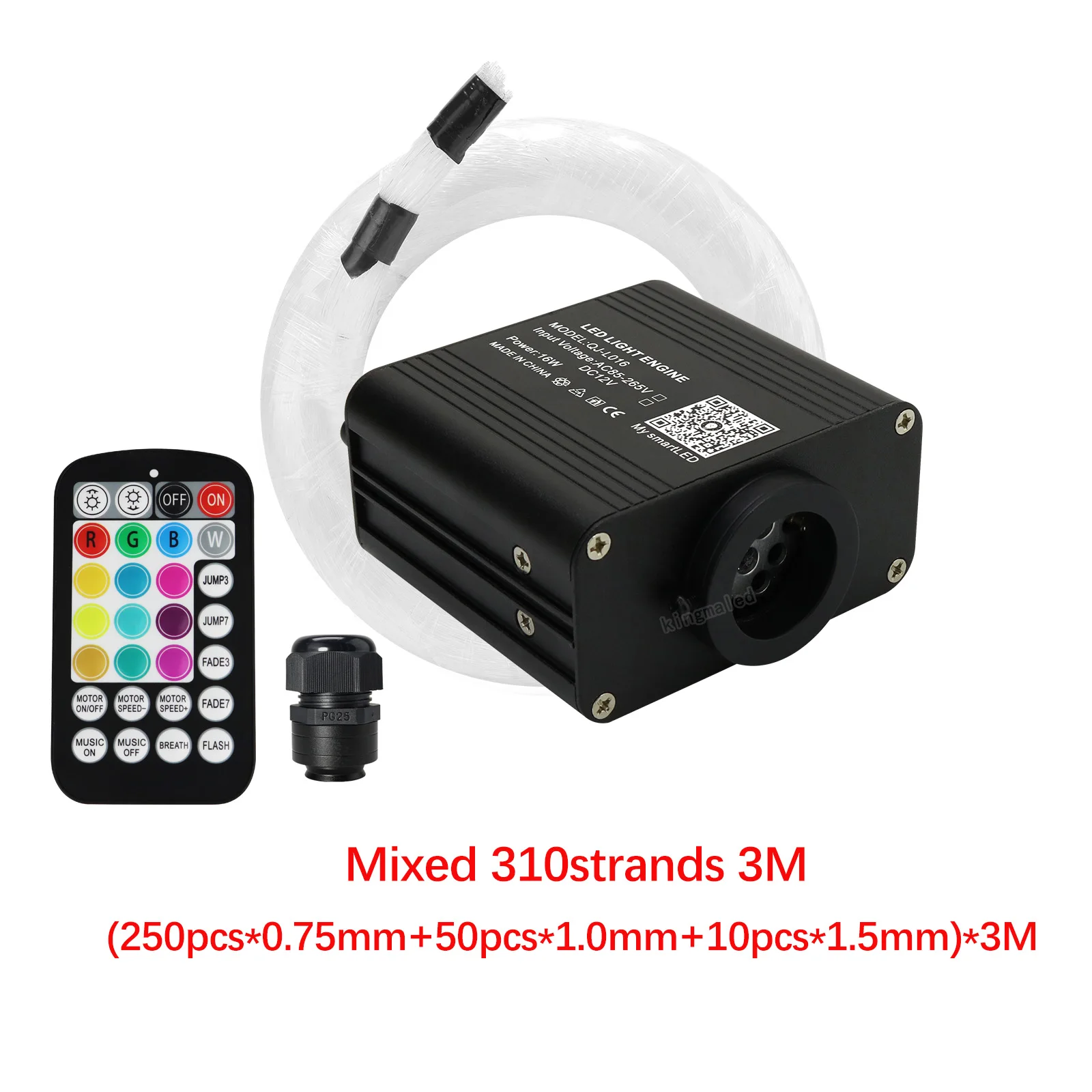Nieuwe 16W Twinkle RGBW Glasvezel Ster Plafondverlichting Kit Smart APP Geluidscontrole LED Motor voor Auto Sterrenhemel glasvezel Licht - afbeelding 1