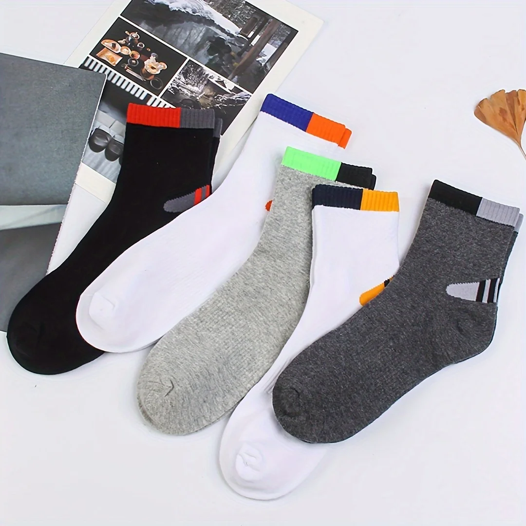 5 pairs of socks for men, sweat absorbing and odor proof, mid tube men's socks, black mid tube socks