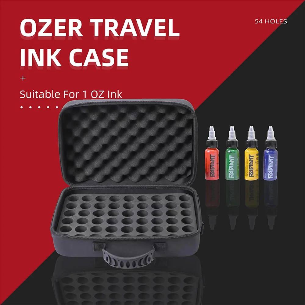 

Tattoo Drawing Inks Travel Case Holds 54 Pcs 1 Oz Drawing Ink PU Memory Foam To Push And Help To Seal The Cap Of The ink Bottle