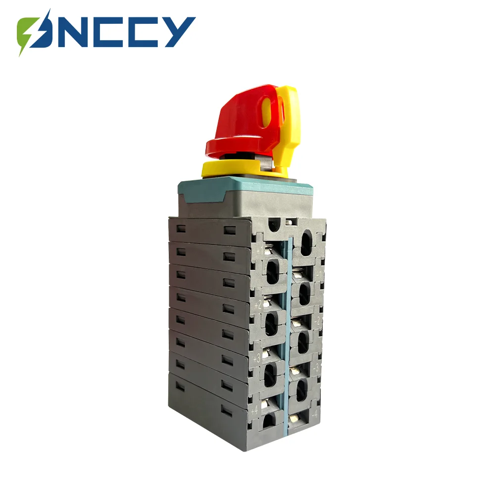 ONCCY DC Solar Isolator Switch with lock,600V 1600V DC Isolator Switch 2P 4P 6P 8P , Single Hole Mounting, 13A Positive contact