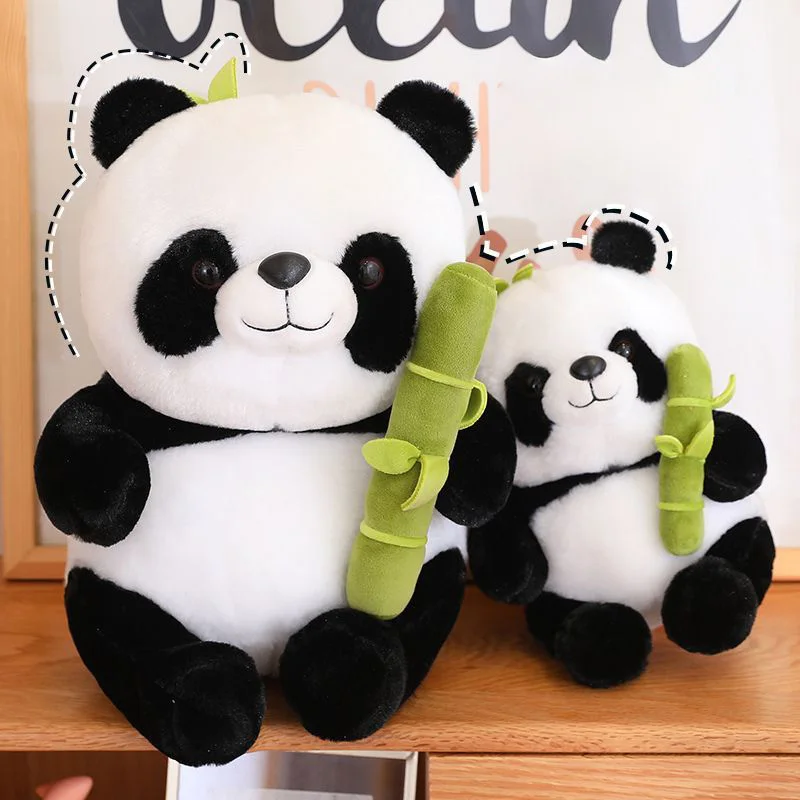 

Cute Panda Plush Toy Set with Bamboo Soft Stuffed Animal Doll Big and Small Size Home Decor Cushion Birthday Gift Kawaii Family
