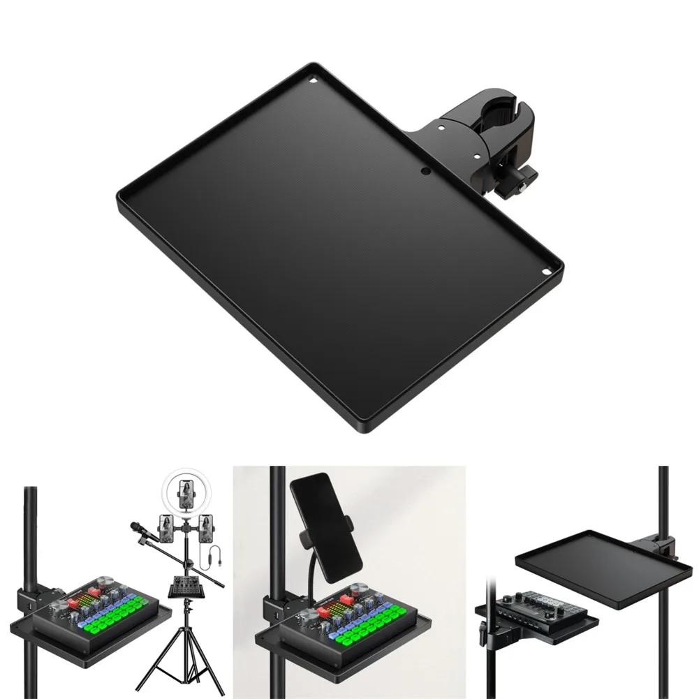 Sound Card Tray With Mobile Ph Clip For Microph Stand Live Tripod Bracket