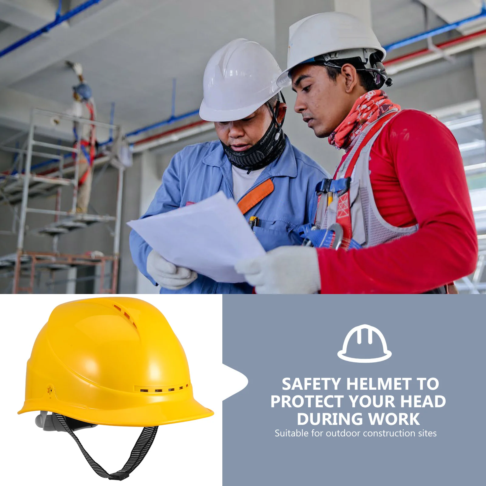 

Outdoor Construction Safety Hard Hat Breathable Vented Thickened ABS Adjustable Strap Protective Cap Hard Hat