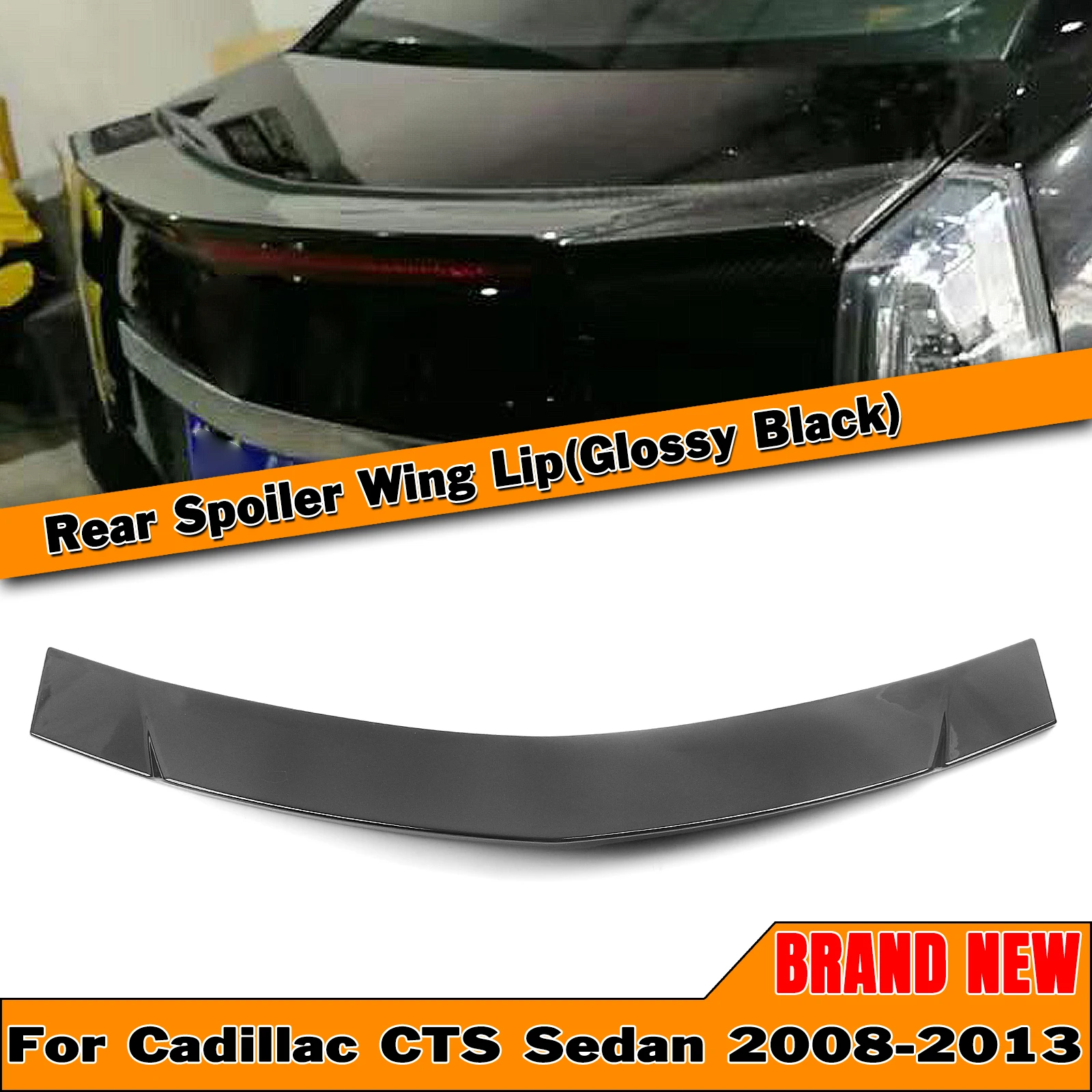 Coperchio del bagagliaio posteriore Spoiler Lip Wing per Cadillac CTS 2008-2013 berlina 4 porte solo nero lucido/ABS fibra di carbonio Look Car Tail