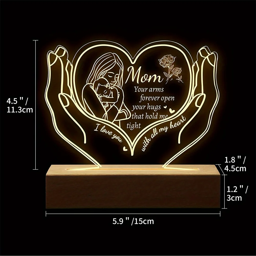 Imagem -04 - Único Led Cabeceira Lâmpada 3d Night Light Texto Personalizado Nightlight Presentes Decoração Dia das Mães Dia dos Pais