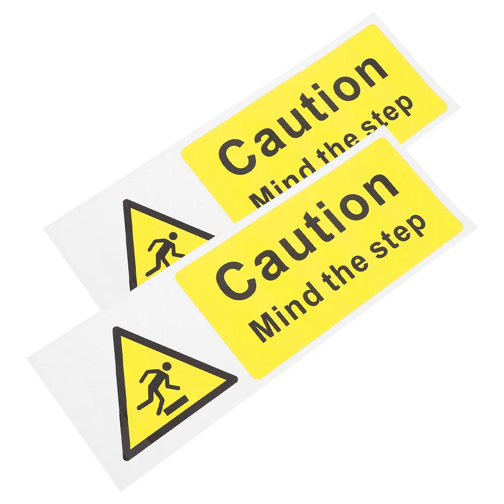 2Pcs Safety Warning Sign Self Adhesive Floor Sticker Waterproof Caution Watch Your Step Decal Indoor Outdoor Stair Safety