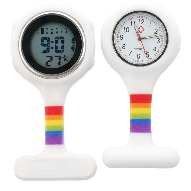Pride LGBT rainbow Silicone Digital Nurse Watch Fob Pocket nursing gift Watch Brooch Lapel Medical Nurse Quartz Watch Doctor