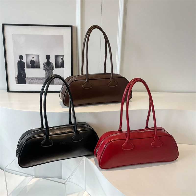 High Quality Portable Quiet Luxury Women's Underarm Bag Simple Solid Color Designer Shoulder Bag Trend PU Leather Handbag Ladies image 3