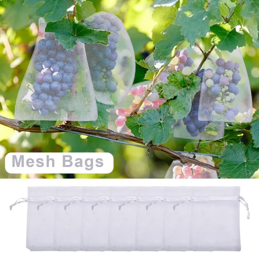 100 Pcs Insect proof Mesh Bags Drawstring Closure Prevent Insect Grape Fruit Bags Fruit Net Pouch Vegetable Cover Bag