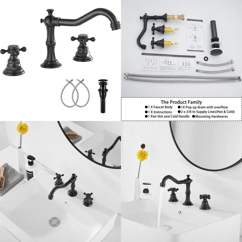 

Смеситель для раковины в ванную комнату, 8-16 дюймов, с эффектом состаренной бронзы, с металлическим сливным клапаном в комплекте