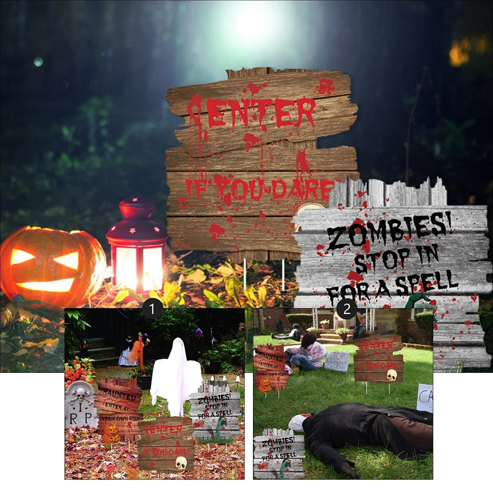 

3 Pcs Decoration Pumpkin Skull Unique Lawn Inserts Novel Yard Stakes Practical Plug-in Decorations Halloween