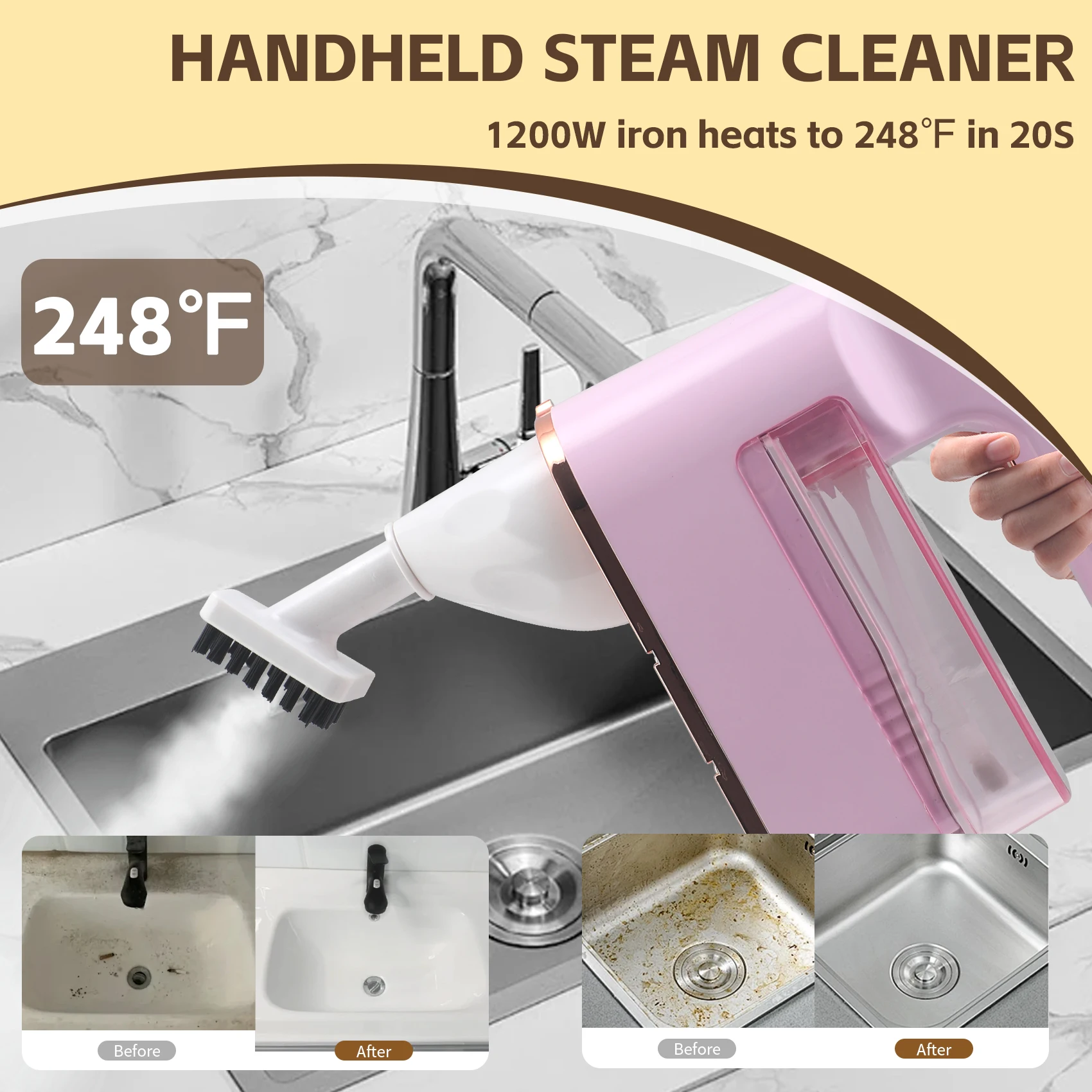 1200W Multifunctional Steamer for Clothes,20s Fast Heat-up and Ideal for All Fabrics,Multi-Surface Steam Cleaner for Furniture