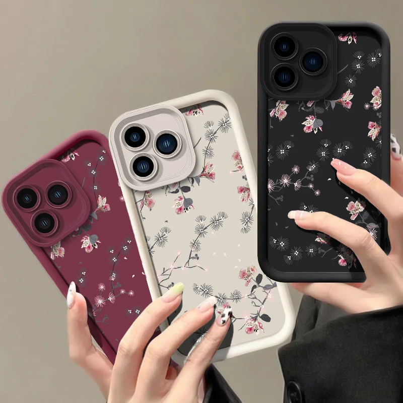 New Silicone Shockproof Case For OPPO Realme Q5 V5 P1 V13 V25 K7X U1 Q3I Q3 12 Lite Note 50 60 Painting Flowers Soft Phone Cover