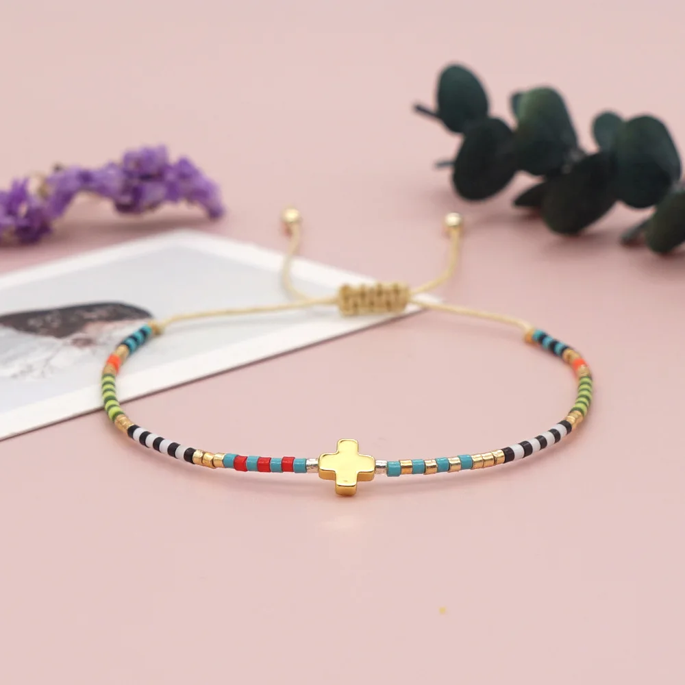 Bohemian Rainbow Rice Beads Handmade Bracelet, Layered