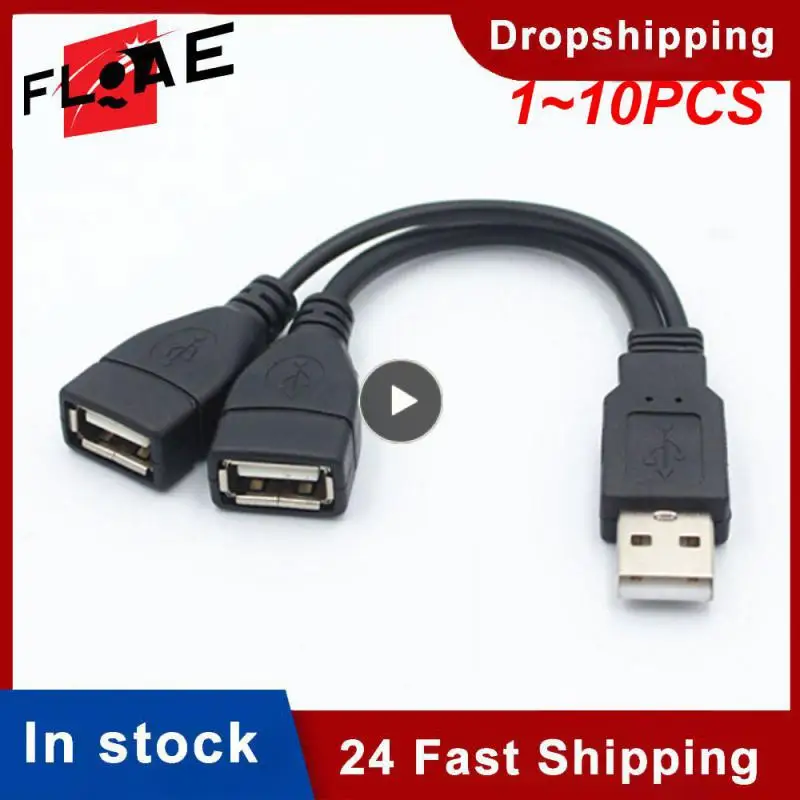 1~10PCS 2.0 A 1 male to 2 Dual USB Female Data Hub Power Adapter Y Splitter USB Charging Power Cable Cord Extension Cable