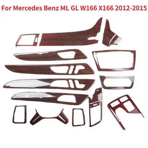 메르세데스 벤츠 ML GL W166 X166 2012-2015 용 센터 콘솔 기어 패널 커버, 인테리어 목재 컬러 몰딩 트림