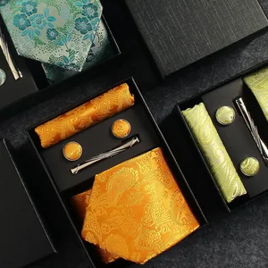 100% Floral Floral Seda Tie High Quality Men's Business Business Square Pocket ABUGHT CLIP CLIP CLASSIC SET FOR MEN Gift Box 12 Main sales tie Hero Man - №6