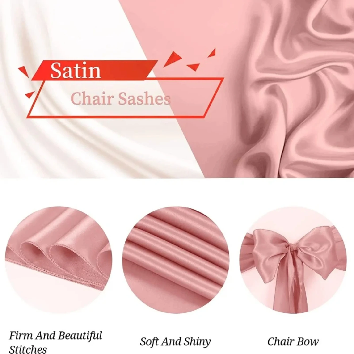 

20pcs Satin Chair Sashes Ties Bows Dining Chairs Cover Sashes Wedding Events Party Ceremony Banquet Chair Decoration