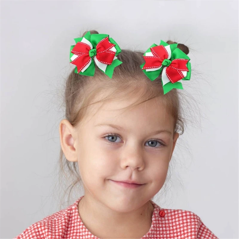 Bowknot Hair Clips Boutique Hair Bows Festival Hair Ornaments Christmas Theme N84E