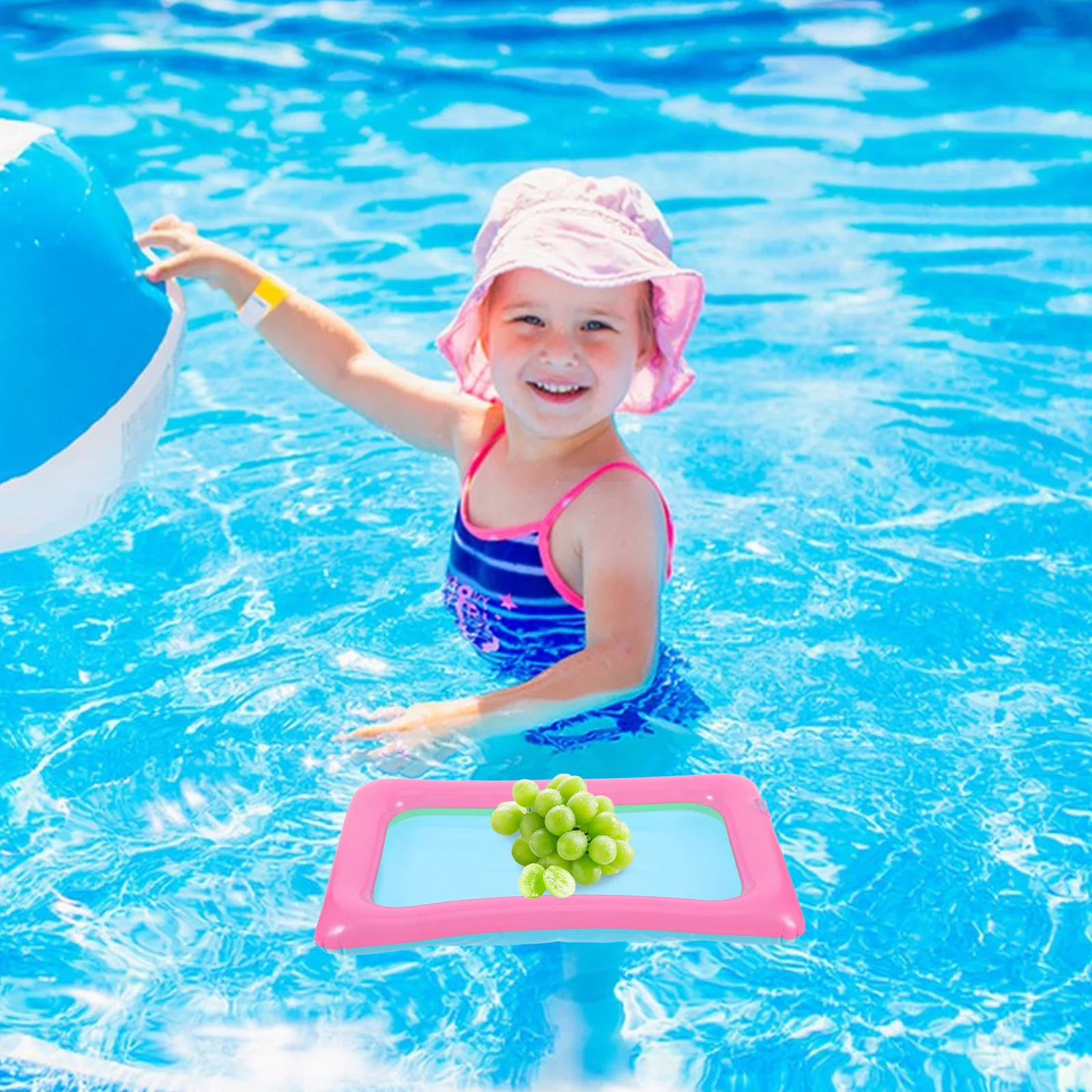 

4Pcs Inflatable Ice Bar Large Capacity Floating Tray Multi Compartment Drink Holder Pool Party Cooler Portable Reusable