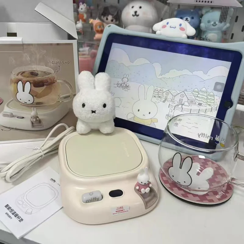 Cute Miffy Electric Mug Warmer Adjustable Temperature Constant Heat Cup Heating Base for Home Milk Beverage Warming Desktop Pad