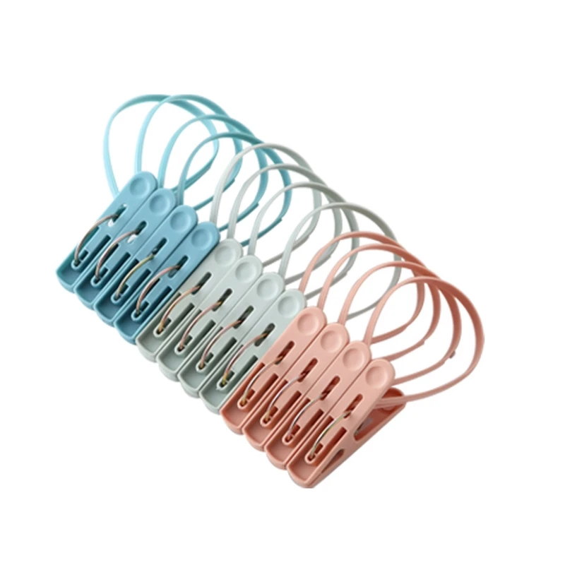 12pcs Clothes Pins with Plastic Rope for Clothesline Drying Clothing Clips Mini Clothespins Pegs Windproof Photo Clip Dropsale