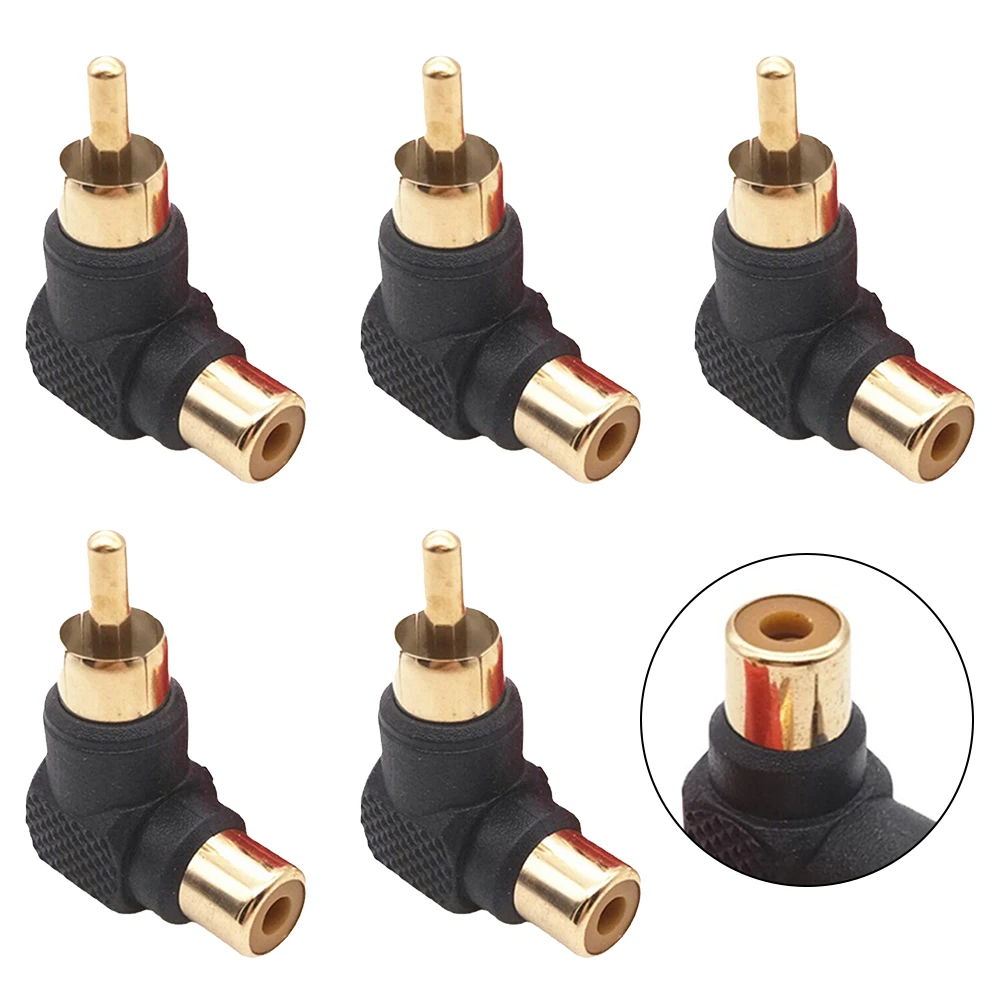 5 Pack For RCA Male to Female Elbow Connectors 90 Degree Right Angle Audio Adapters for Space Saving Installations