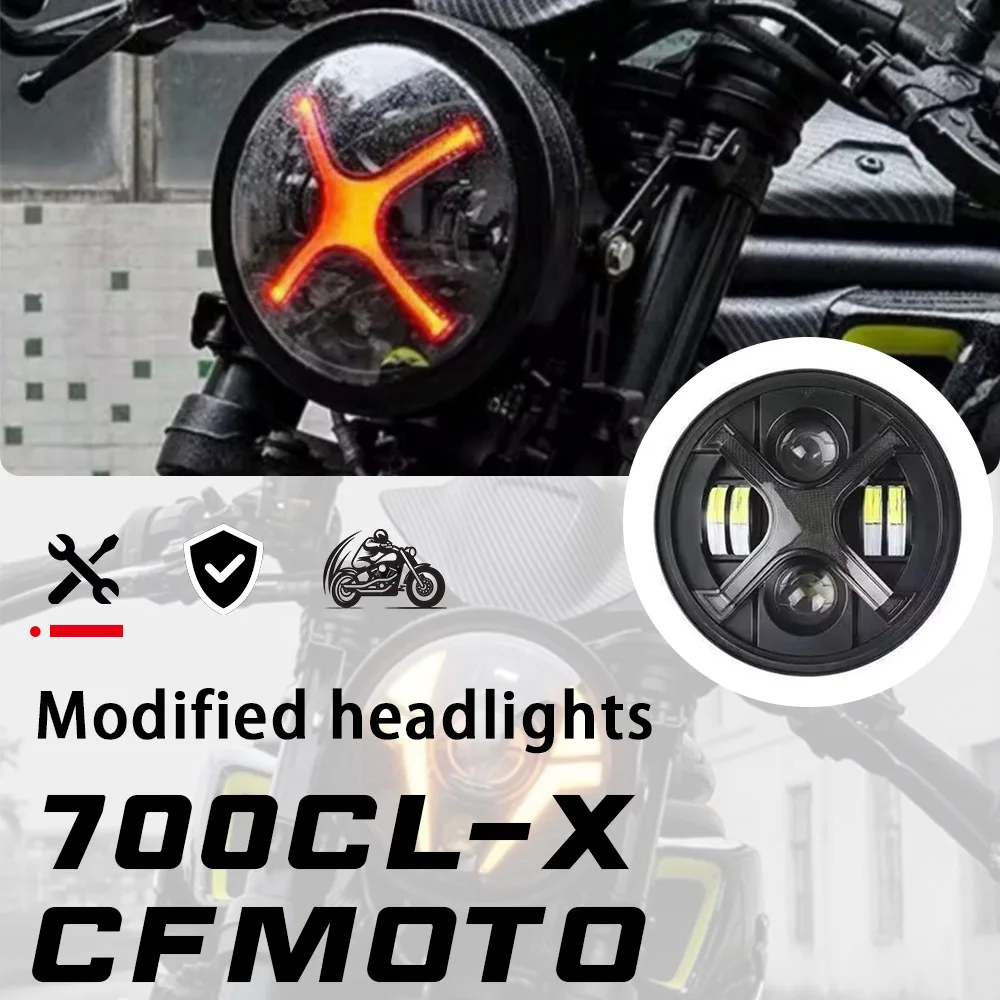 

Headlight for CFMOTO 700CL-X retro round light LED lens headlight CLX700 CL700X CF 700clx