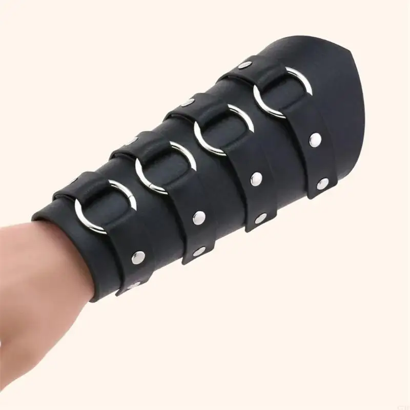 

C71F Men Black Bracer Cosplay Bracer Wristband for Parties
