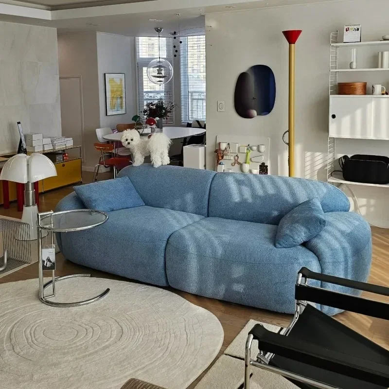 Niche design blue puff cream lazy casual home small apartment dopamine sofa