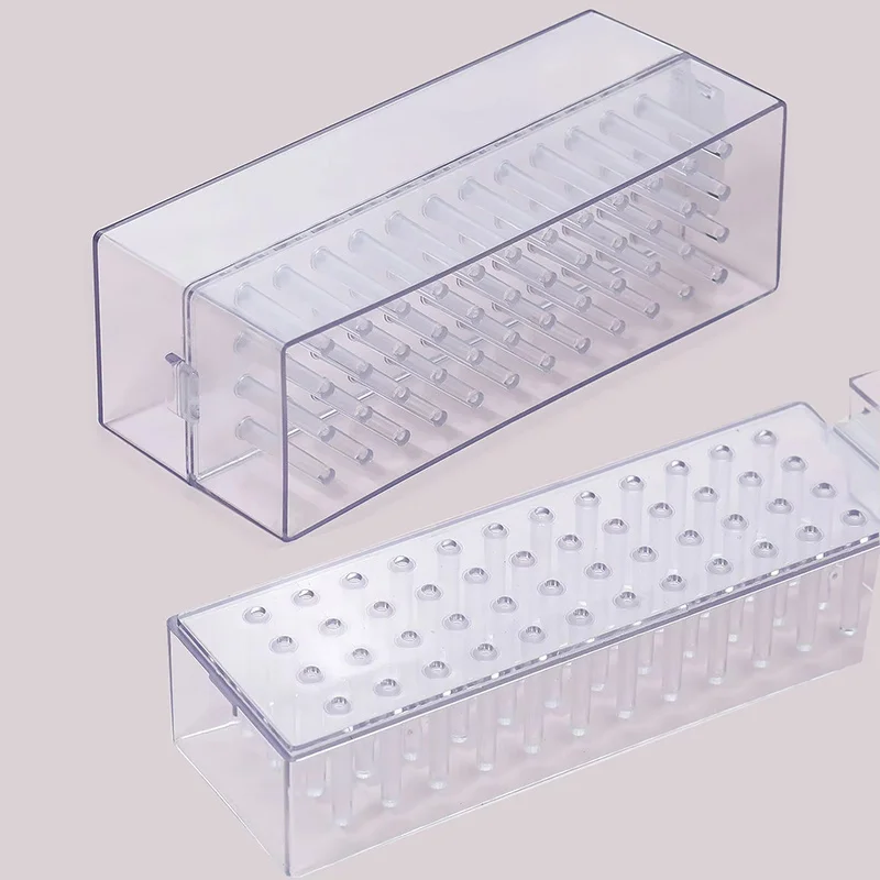 48 Holes Clear Nail Drill Bits Holder Storage Box For Milling Cutter Dustproof Nail Bit Case For Acrylic Nails Accessories