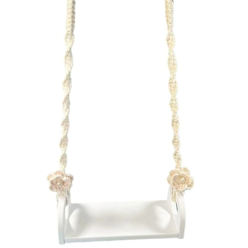 

J15U Newborns Baby Swing Photography Props Wooden Sitting Chair no Backrest Swingable Posing Aid Furniture for Photoshoots