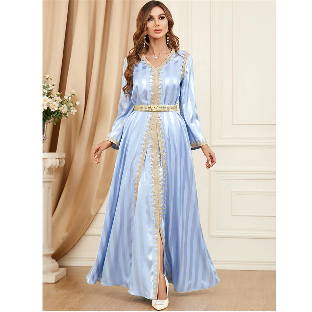 

Dubai Saudi Abaya Muslim Women Satin Eid Party 2 Piece Set Kaftan Turkey Arabic Kaftan Dresses Morocco Ramadan Jalabiya Vestidos