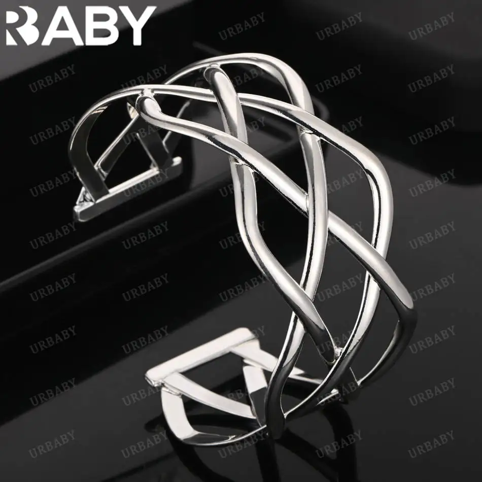 

URBABY браслет из стерлингового серебра 925 пробы с перекрывающимися линиями для женщин, подарок на годовщину, популярные дикие модные романтические украшения