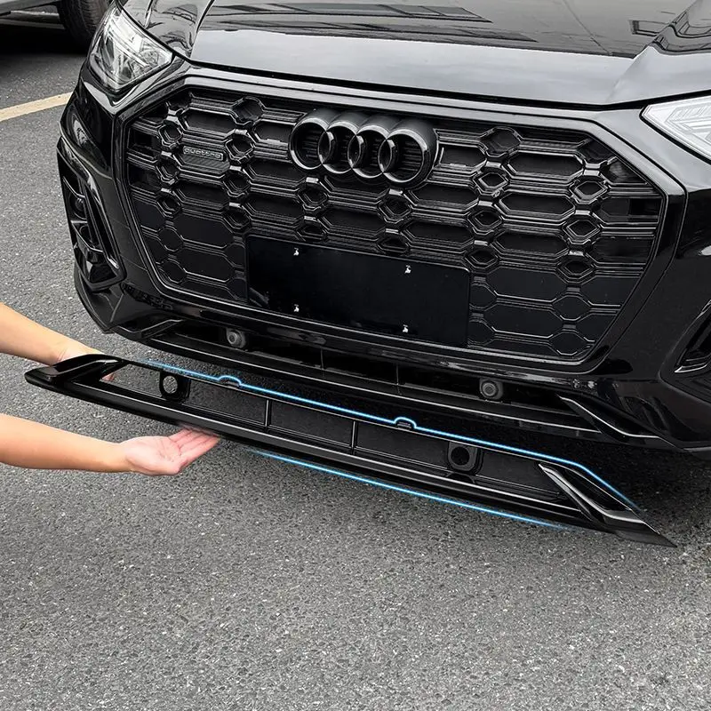 For Audi Q5 2021 2022 2023 2024 2025 Black Warrior Trim Front Bumper Cover, Corner Protector, Fog Lamp Cover, Exhaust Pipe Cover