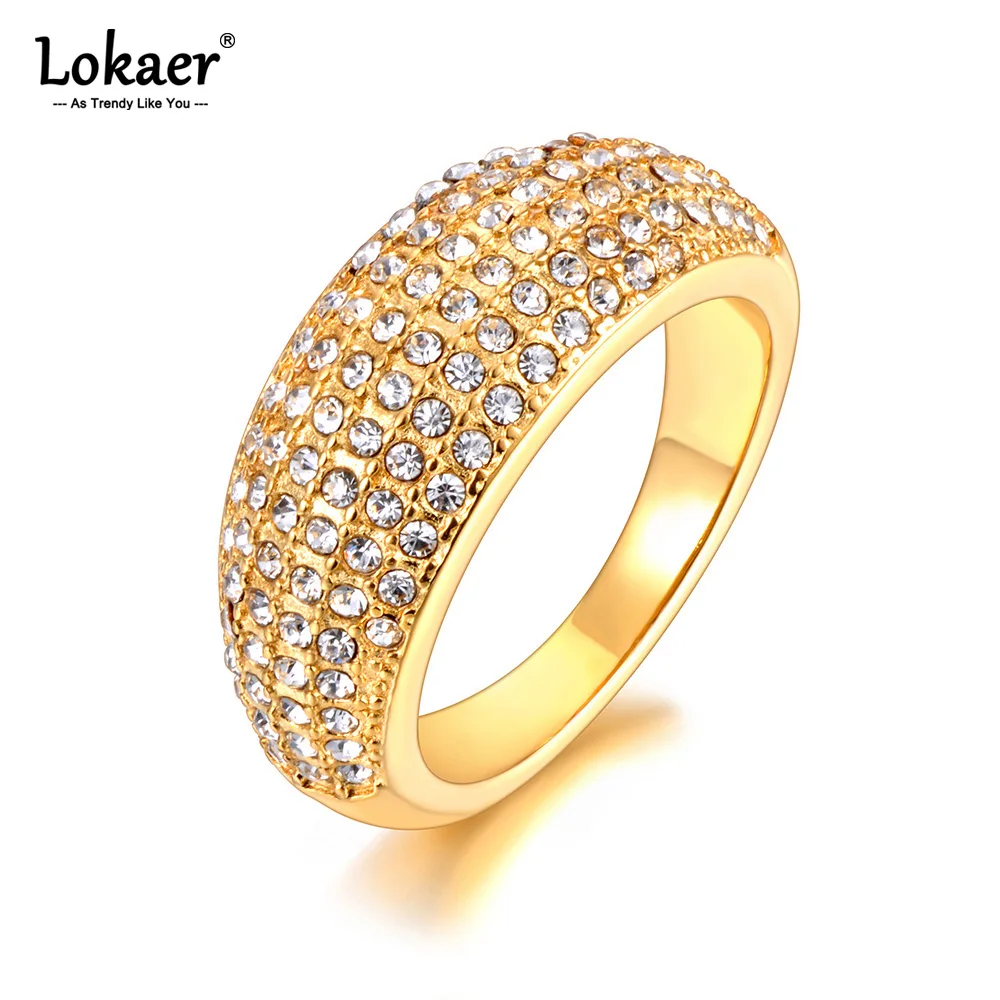 Lokaer trend ige 316l Edelstahl Pflaster Einstellung Zirkonia Ring für Frauen echte vergoldete Fingers chmuck Bijoux Geschenk r23102