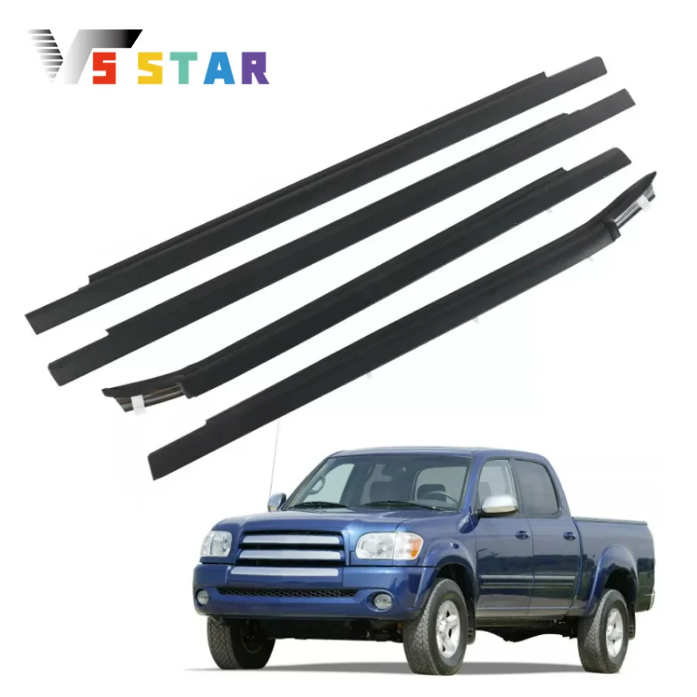 

757300C022 757300C020 75710-0C010 4pcs Door Outside Weatherstrip Window Molding Trim For 2000-2006 Toyota Tundra Double Cab 4.7L